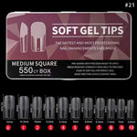 Medium Square Full Cover Soft Gel Tips 550pcs