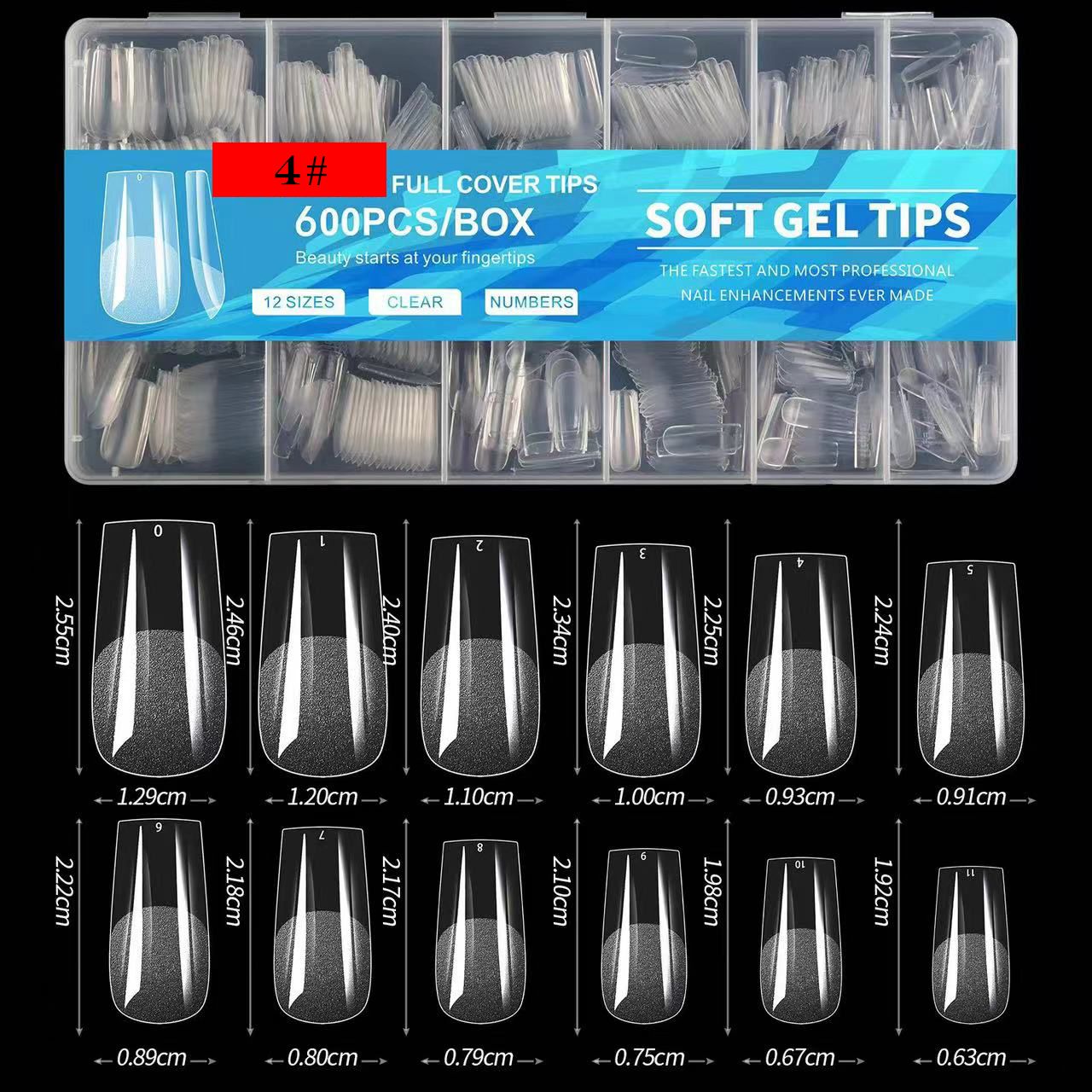 Medium Square Full Cover Soft Gel Tips 600pcs