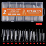 Extra Long Stiletto Full Cover Soft Gel Tips  240PCS