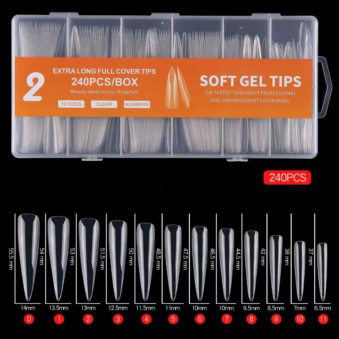 Extra Long Stiletto Full Cover Soft Gel Tips  240PCS