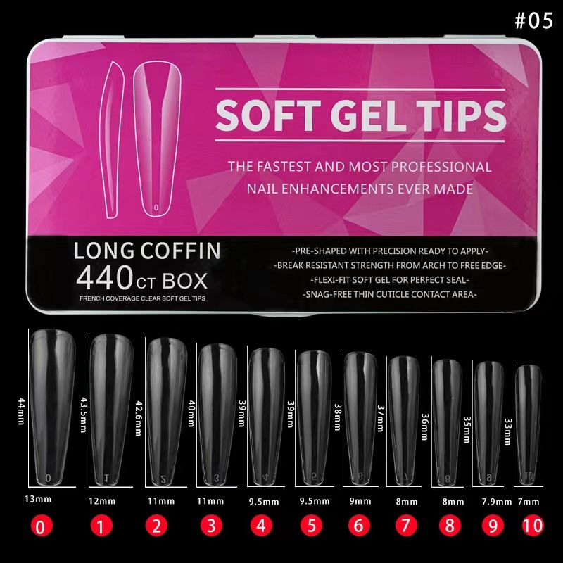 Long Coffin Soft gel Tips