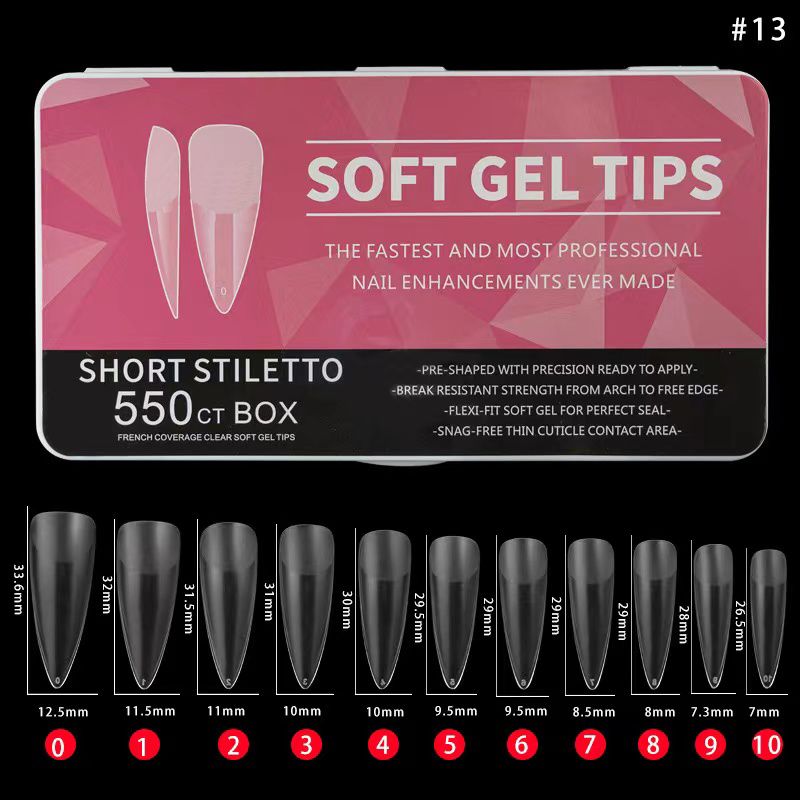 Short Stiletto Soft gel Tips 550pcs