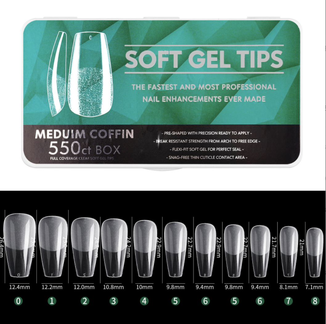 Medium Coffin Full Cover Soft Gel Tips