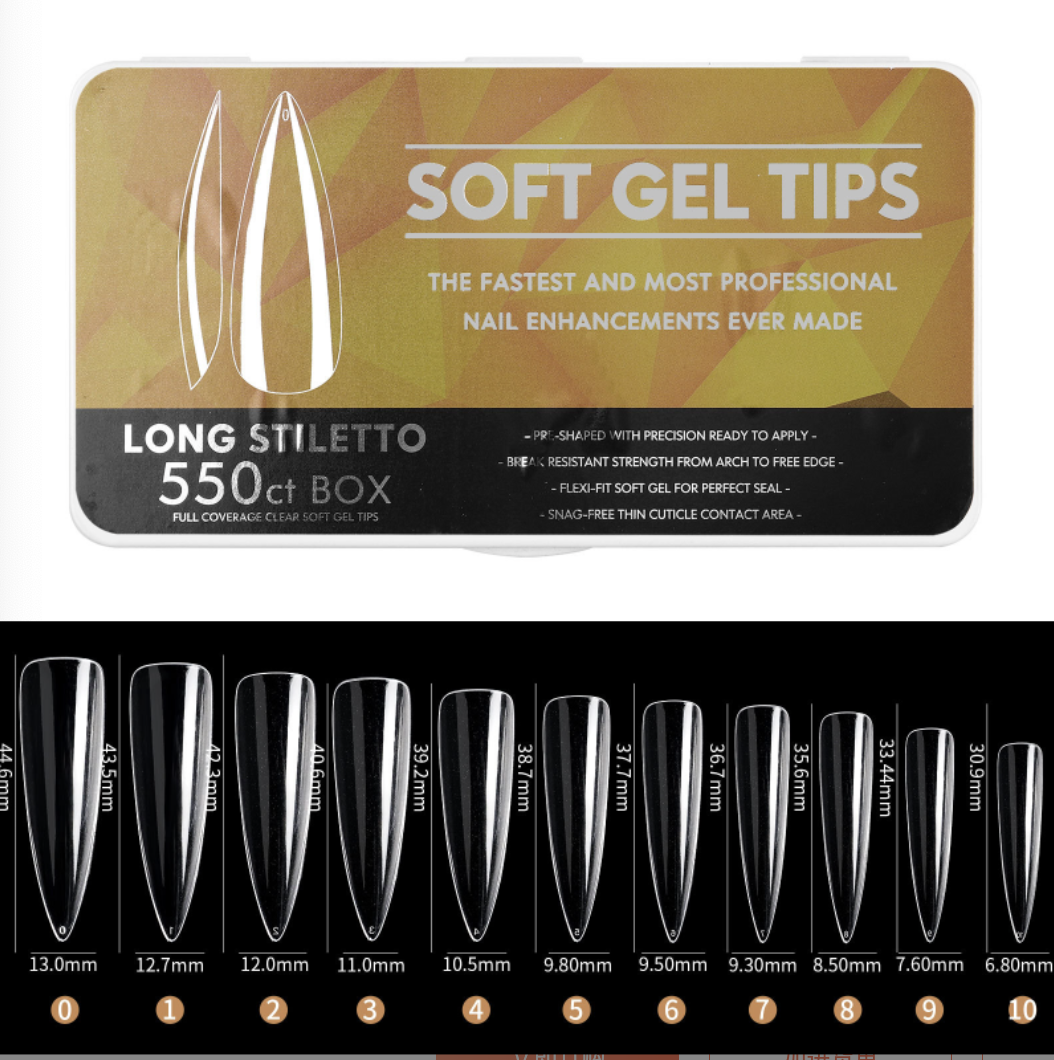 Long Stiletto Soft gel Tips
